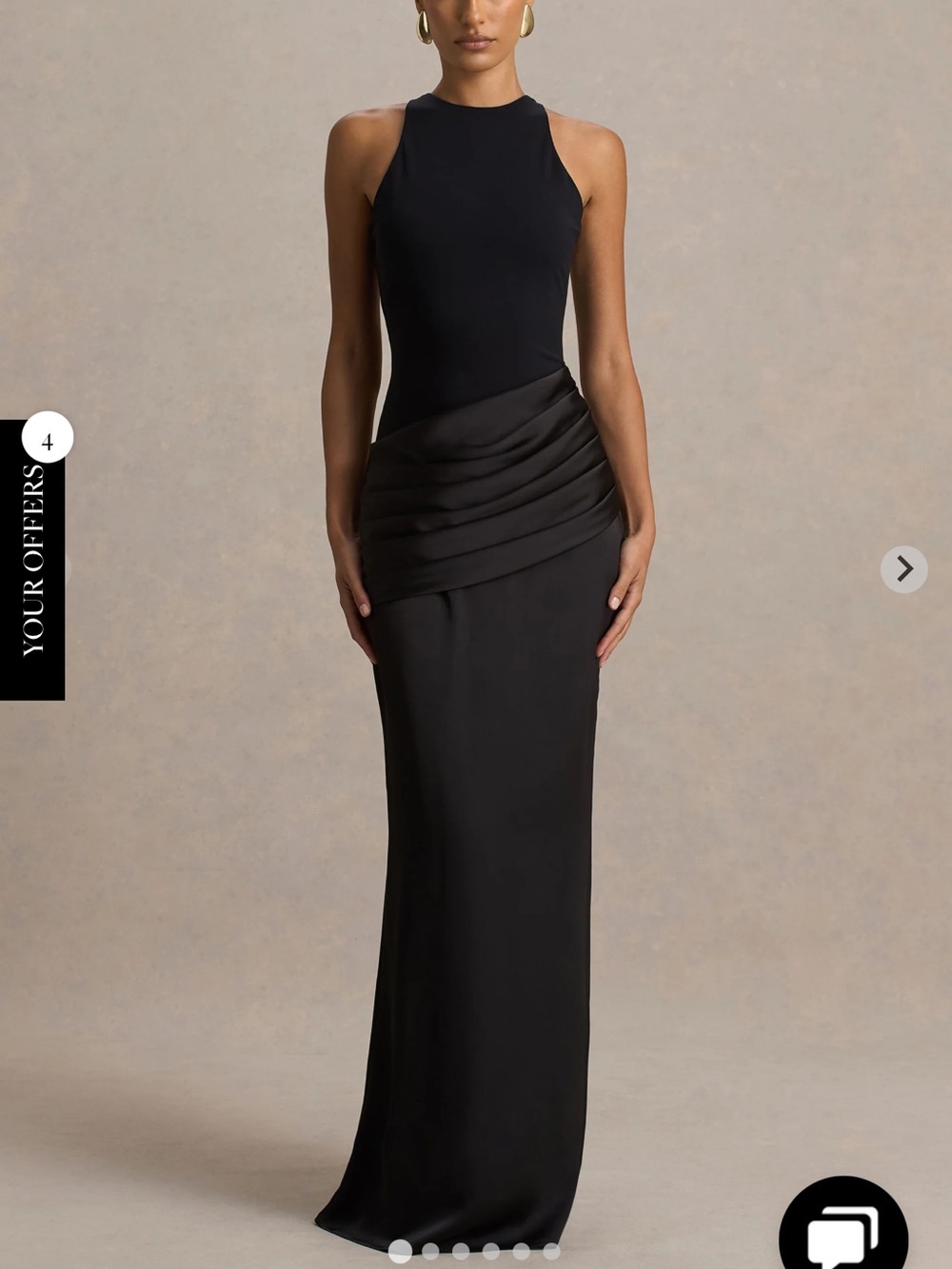 Black Halter Draped Waist Maxi Dress